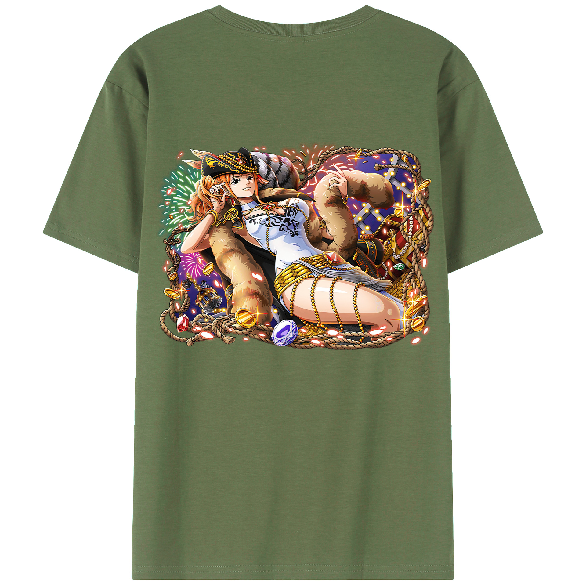（画像用） ワンピース ナミ ONE PIECE Nami 綿100％ メンズ半袖Tシャツ（バックプリント） 通気性